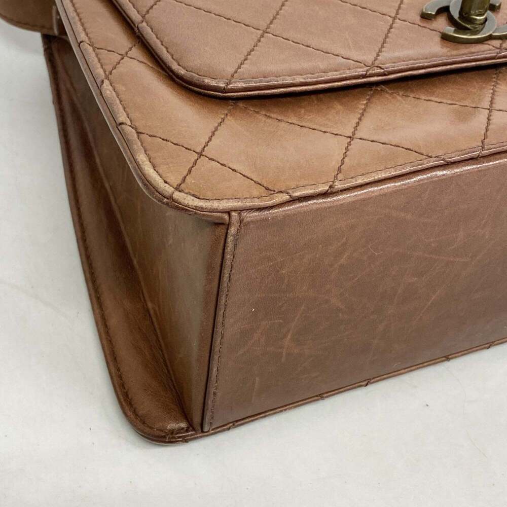 CHANEL Brown Lambskin Leather Shoulder Bag - Picture 7 of 12